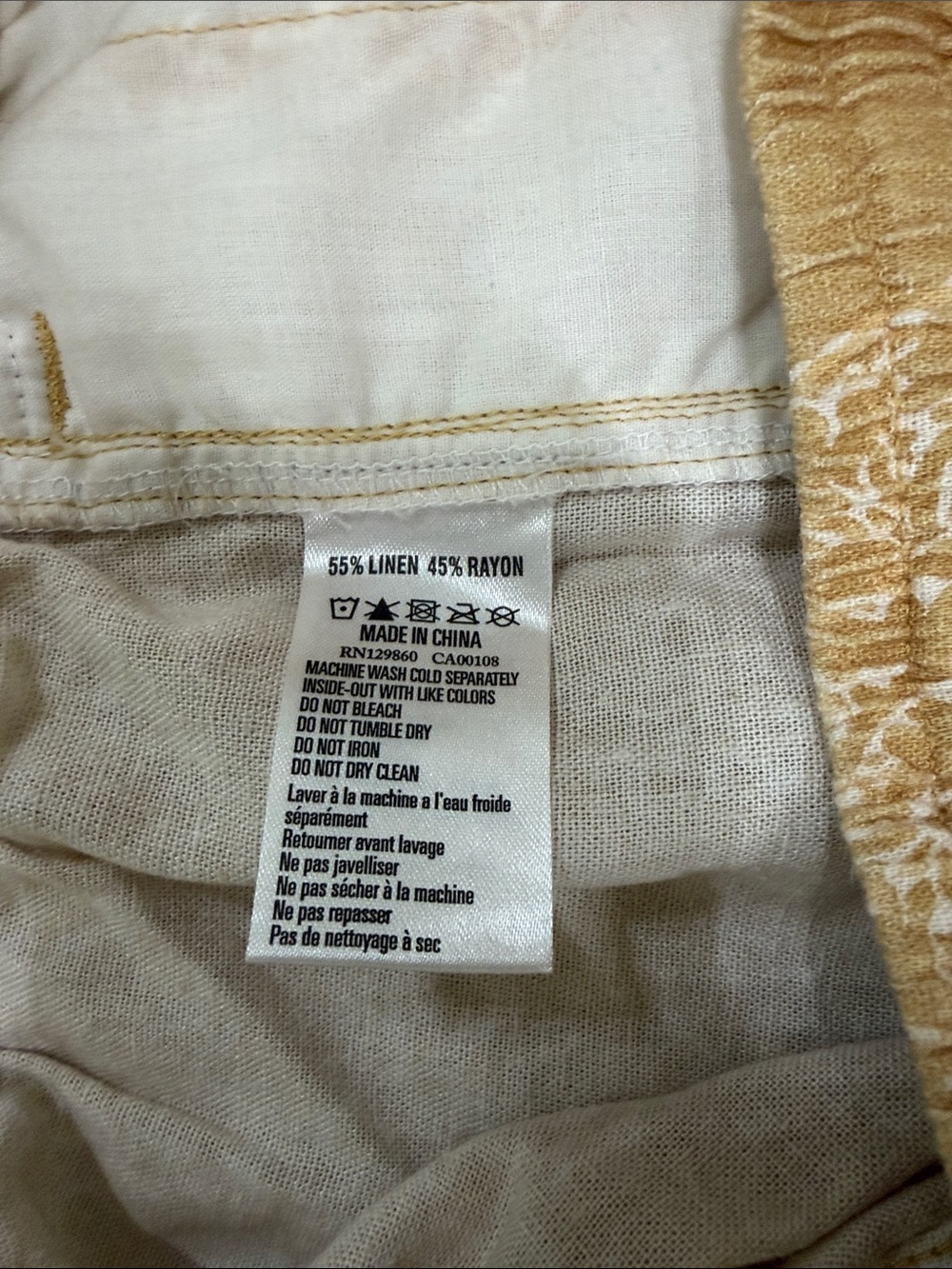 Rhythm. Men's Mustard Floral-Print Linen Shorts - Picture 5 of 5